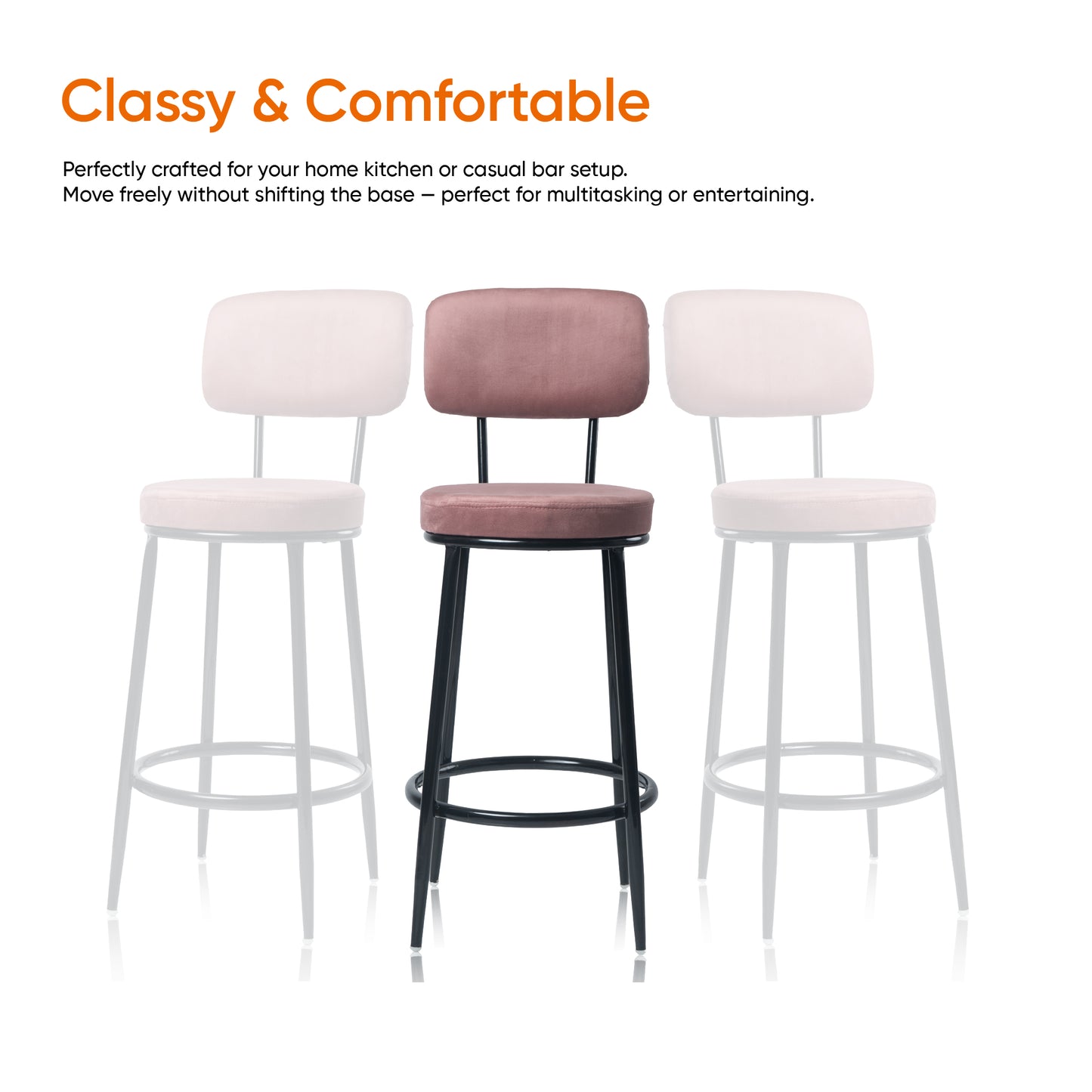 Chakra Bar Chair-Velvet Bar stool (Pink)