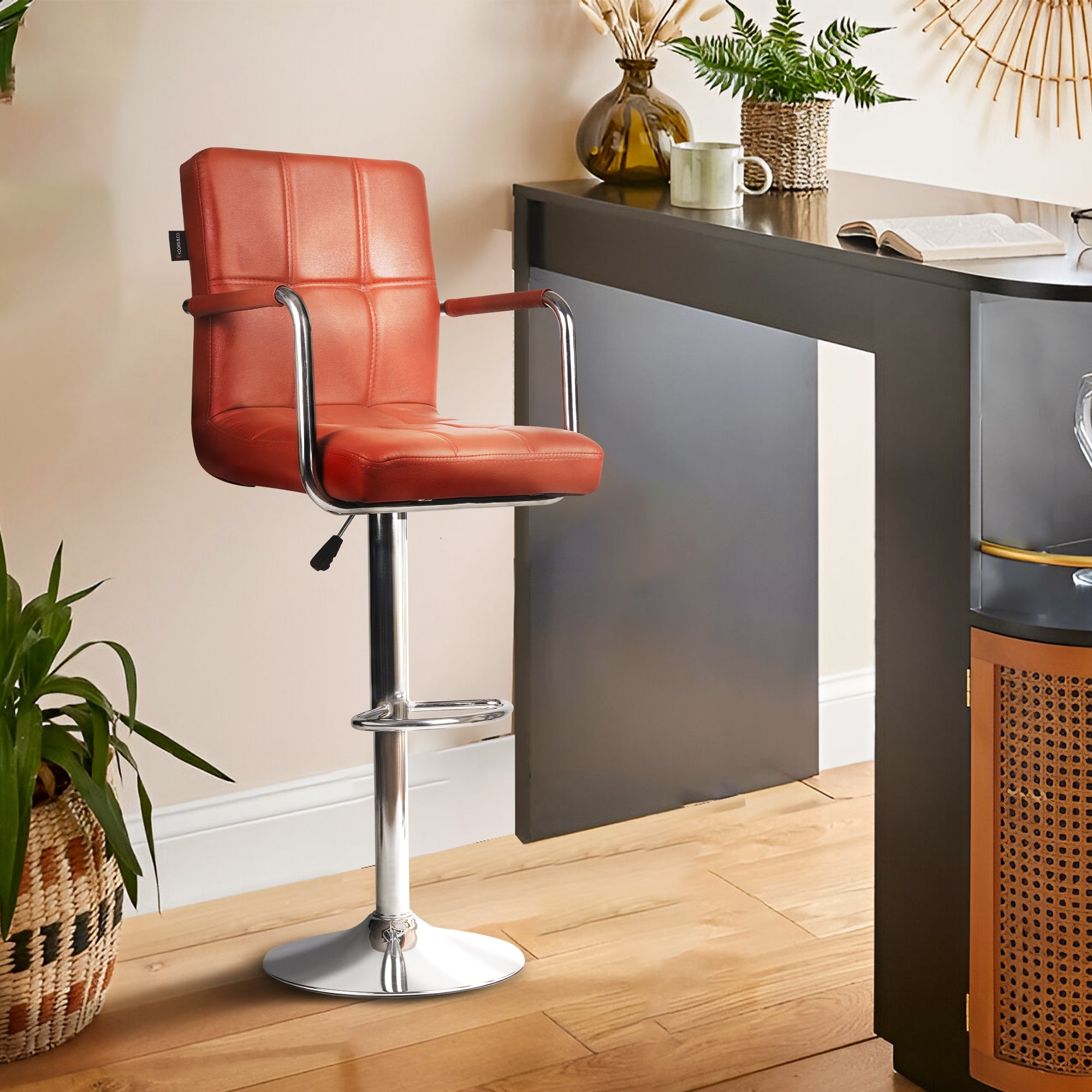 Fluffy Bar Chair Modern Adjustable Height Barstool with 360° Swivel