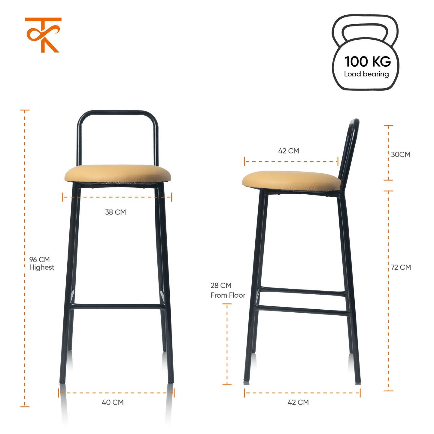 Zen Bar Chair - Low Back Bar stool (Mustard Yellow)