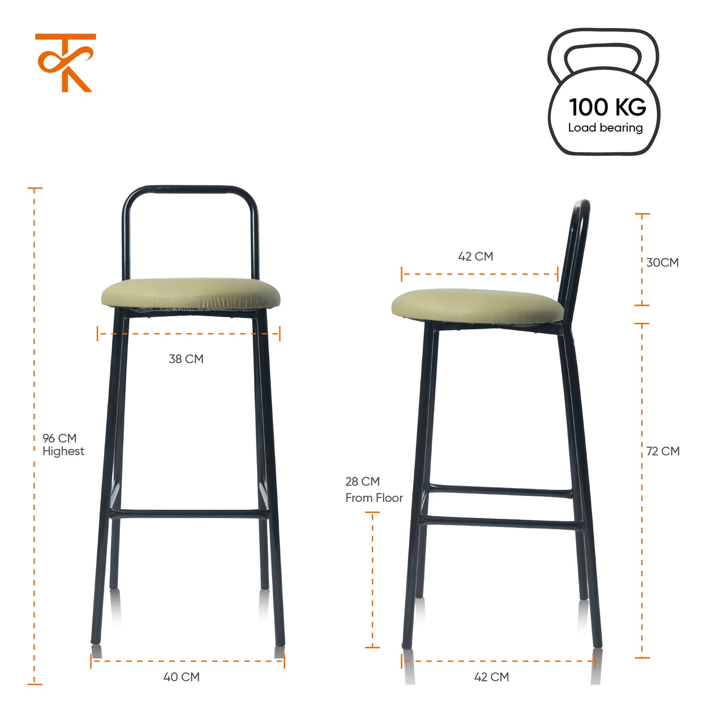 Zen Bar Chair - Low Back Bar stool (Parrot Green)