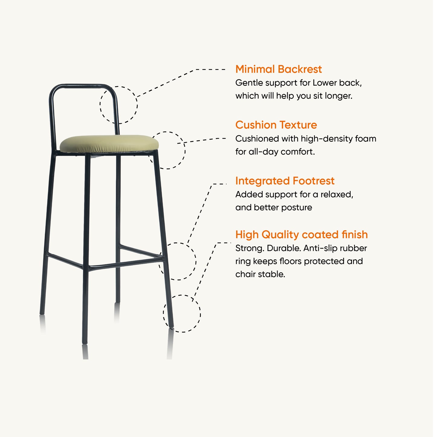 Zen Bar Chair - Low Back Bar stool (Parrot Green)