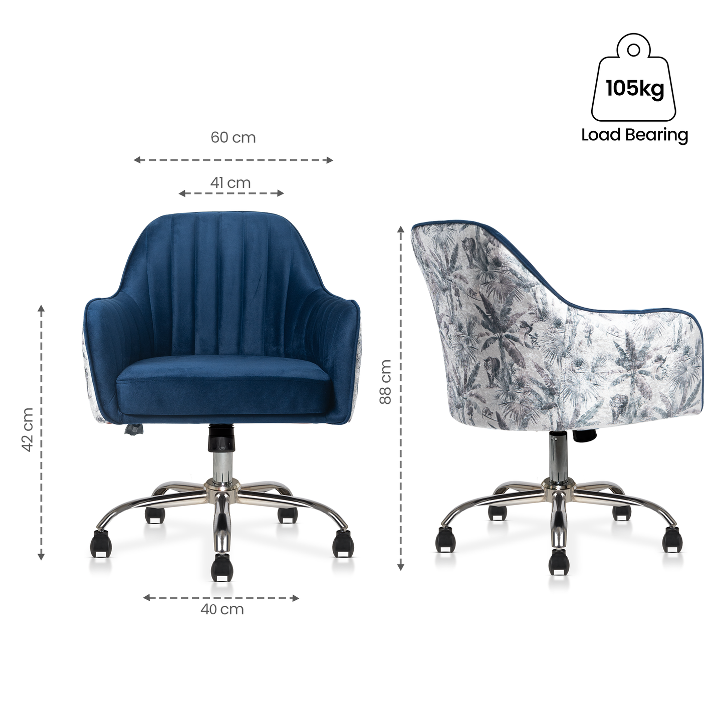 Sherni Accent Chair For Office - Adjustable Height, Tilt Lock, 360° Swivel, Heavy Duty Metal Base (Sapphire Blue)
