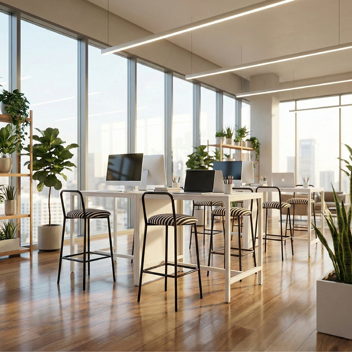 Zen Bar chair - Low Back Bar stool (Black & White Retro)