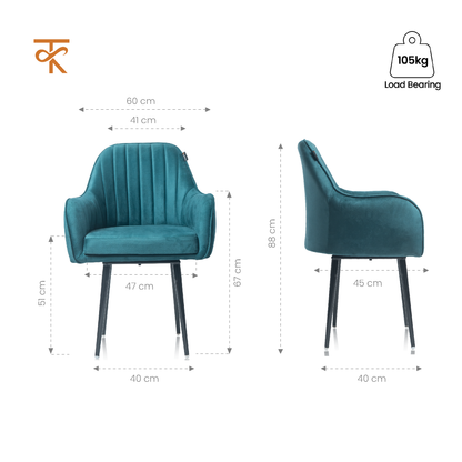 Aksh Velvet Swivel Accent Chair - Premium Lounge Chair for Living Room, Bedroom & Decor, 6 Months Warranty - Teal Green