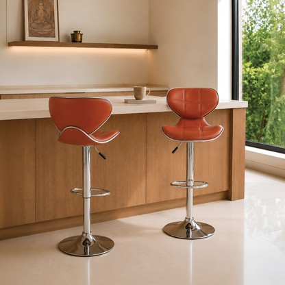 Apple Bar Chair - Stylish Revolving Bar Stool with 360° Swivel Seat & Footrest for Kitchen, Cafe, Bar Counter, 6-Month Warranty Brown (Pack of 2)
