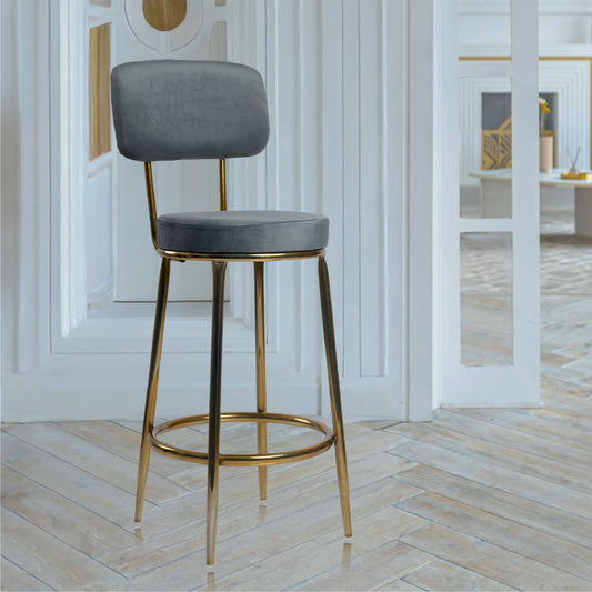 Chakra Bar Chair-Velvet Bar stool (Grey)