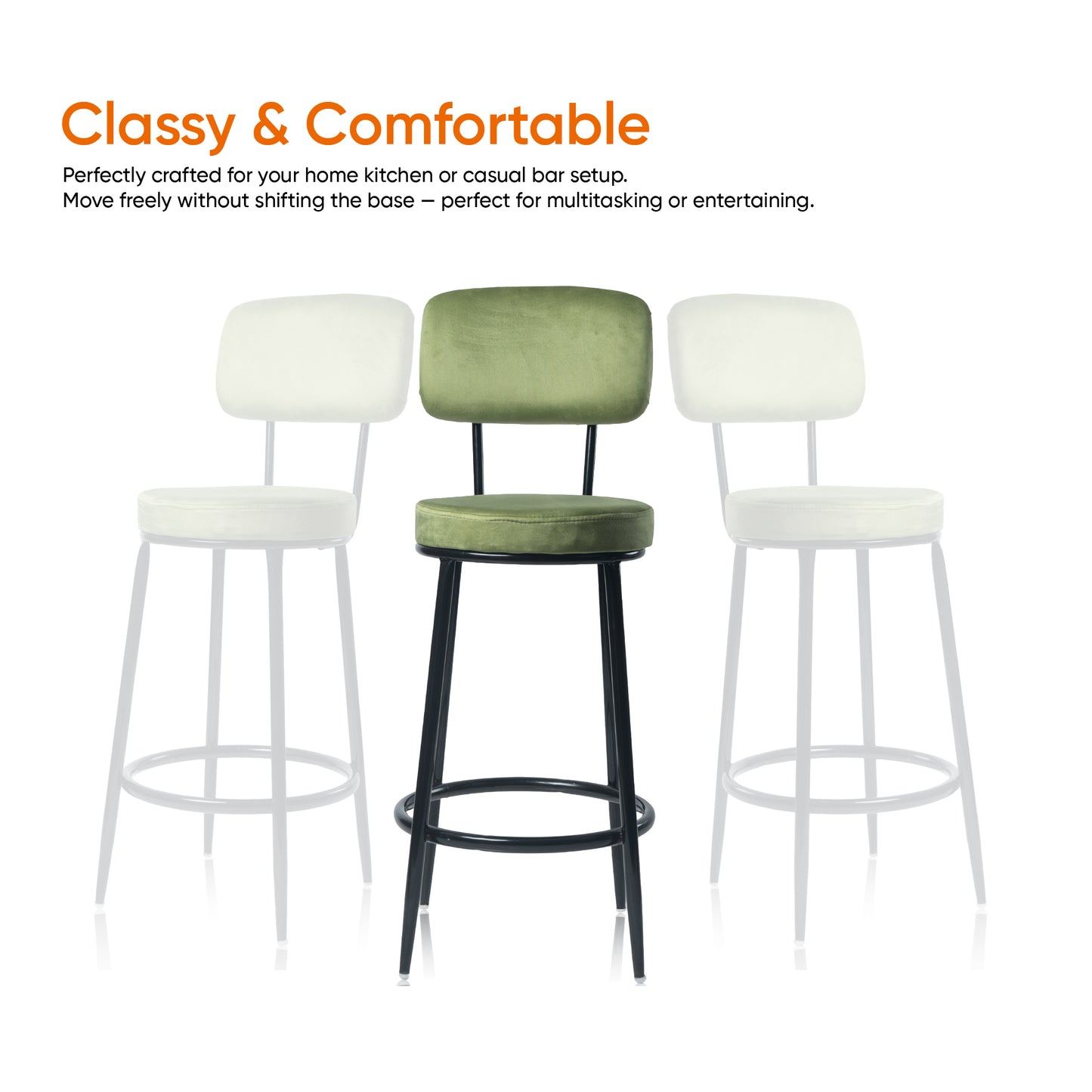 Chakra Bar Chair-Velvet Bar stool (Green)