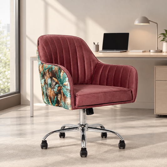 Sherni Accent Chair For Office - Adjustable Height, Tilt Lock, 360° Swivel, Heavy Duty Metal Base (Mauve Pink)
