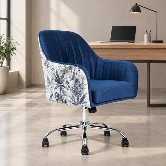 Sherni Accent Chair For Office - Adjustable Height, Tilt Lock, 360° Swivel, Heavy Duty Metal Base (Sapphire Blue)