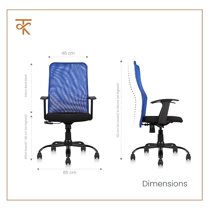 Comforto Office Chair - Blue dimensions