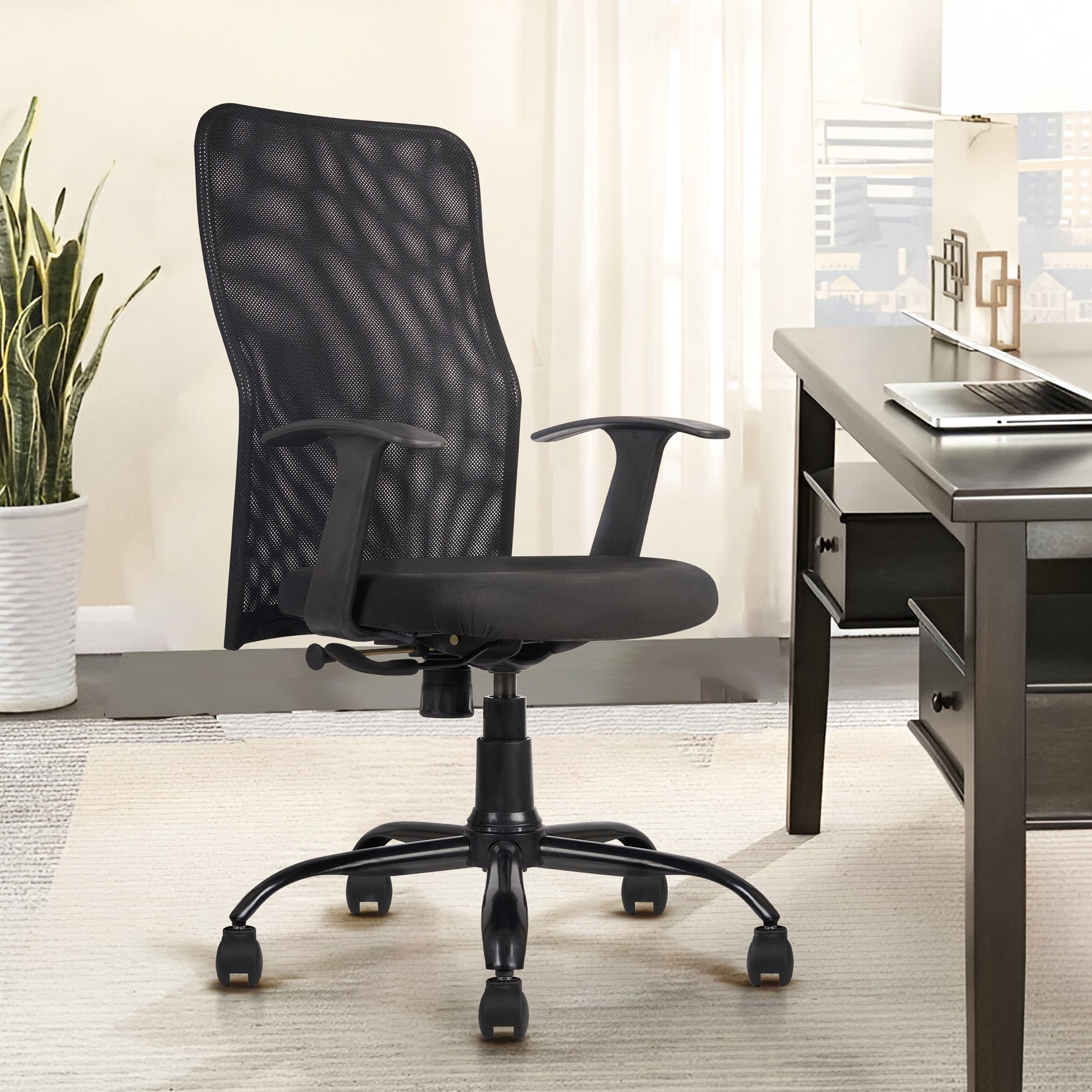 Comforto High Back Mesh Office Chair -Ergonomic Design, Adjustable Height Tilt, Month Warranty (Black)
