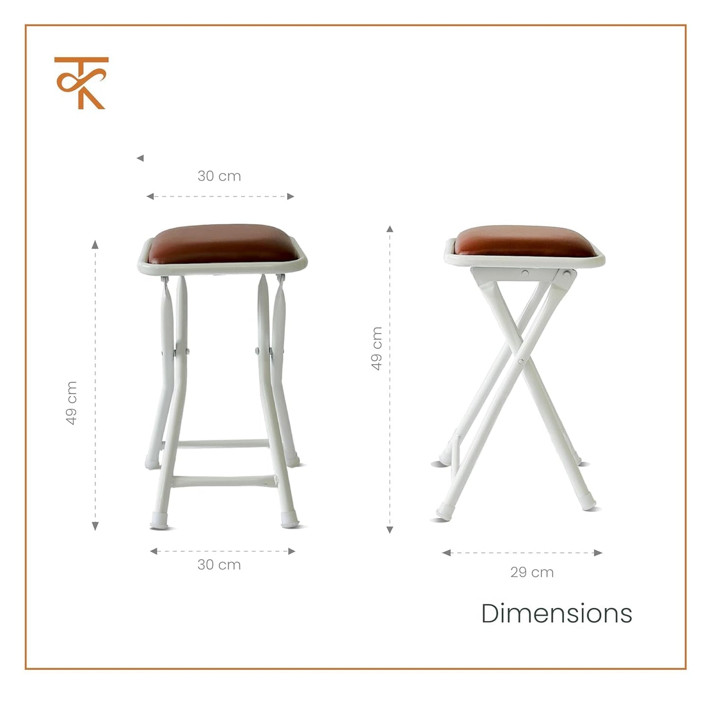 Dumroo Stool White (Brown) Pack of 1 Dimensions