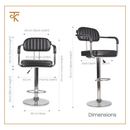 Flexi bar chair-Black product measurements