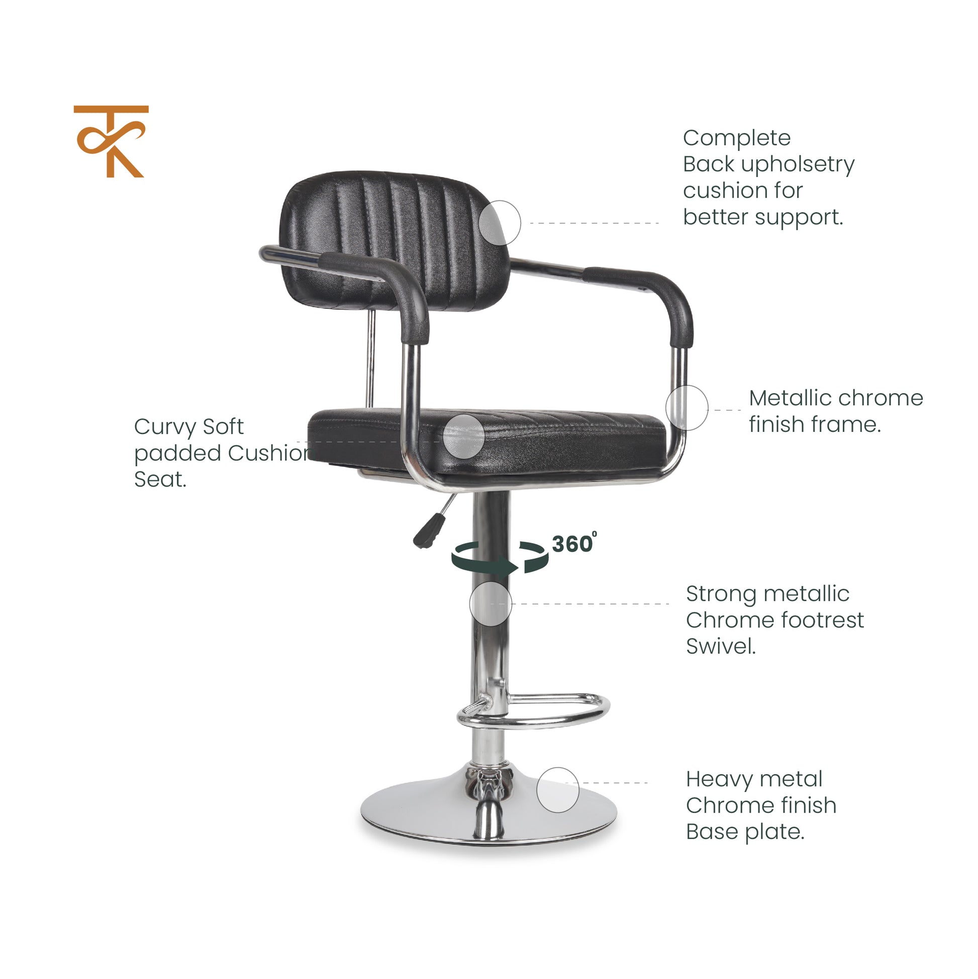 Flexi bar chair - Black product features