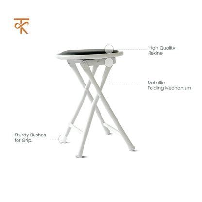 Folding Round Stool - White (Black) - features