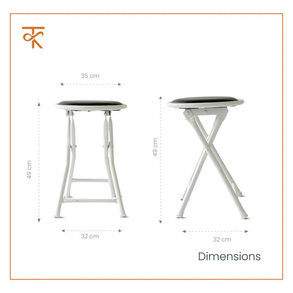 Folding Round Stool - White (Black) - measurements