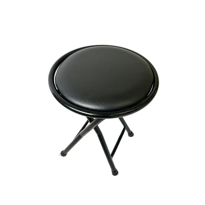 Folding Round Stool Black Angle 2