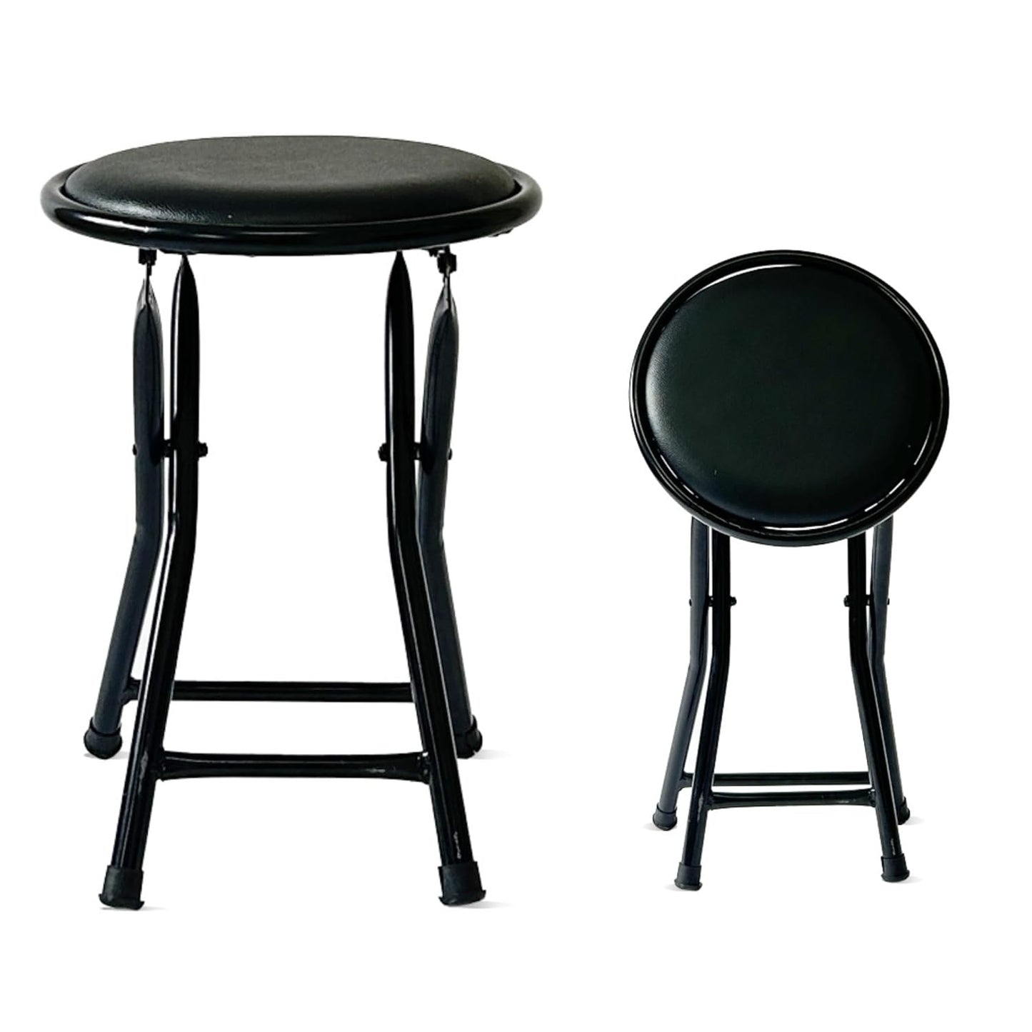 Folding Round Stool Black (Black) Pack of 1