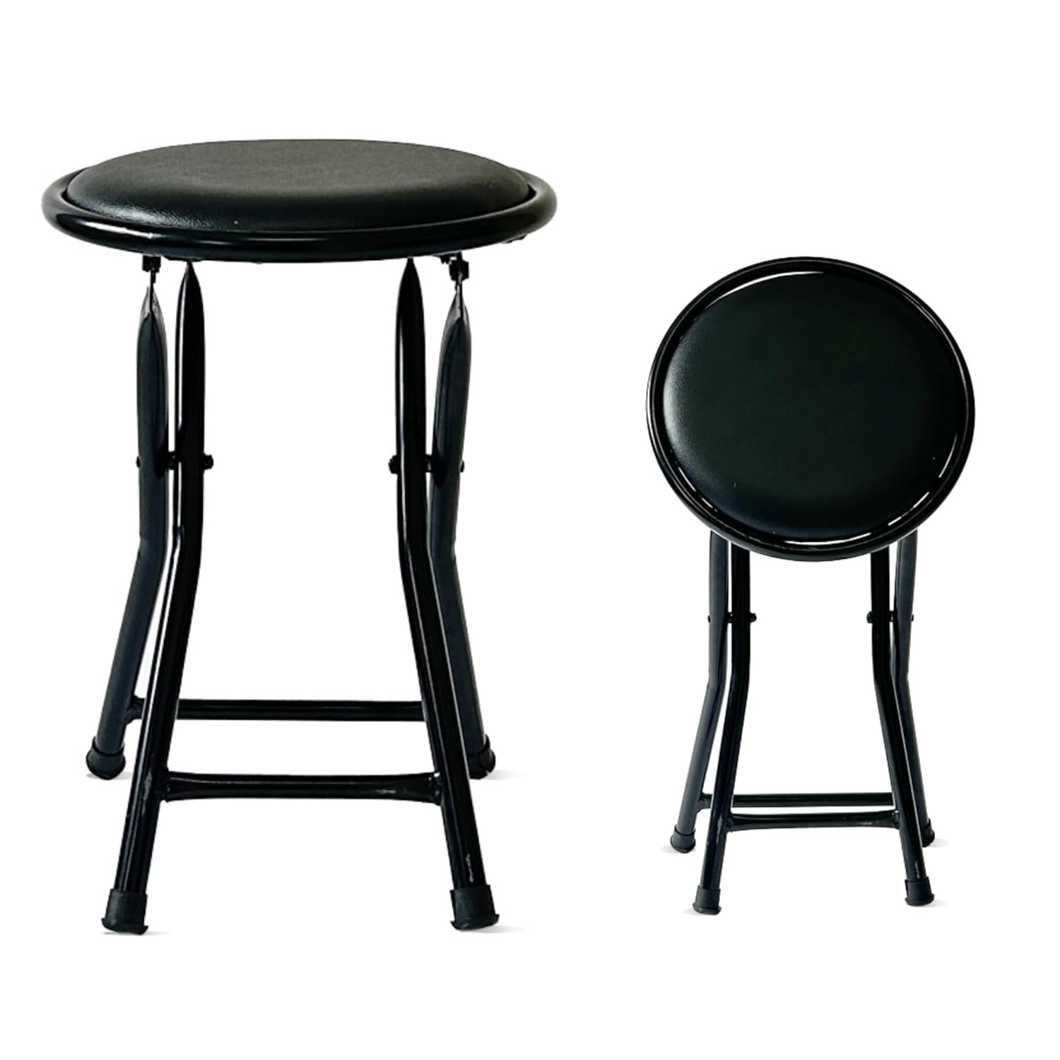 Folding Round Stool Black (Black) Pack of 1