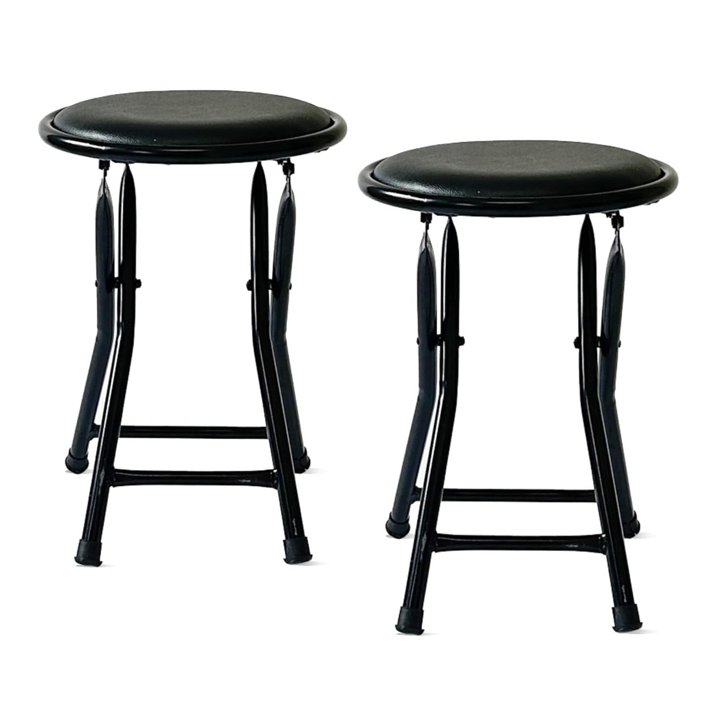 Folding Round Stool Black (Black) Pack of 2
