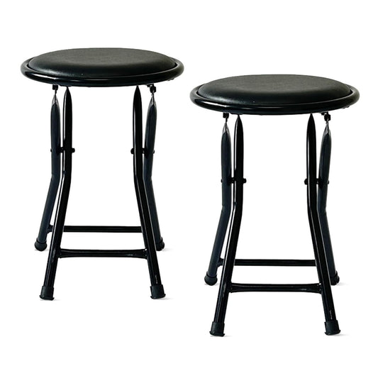 Folding Round Stool Black (Black) Pack of 2