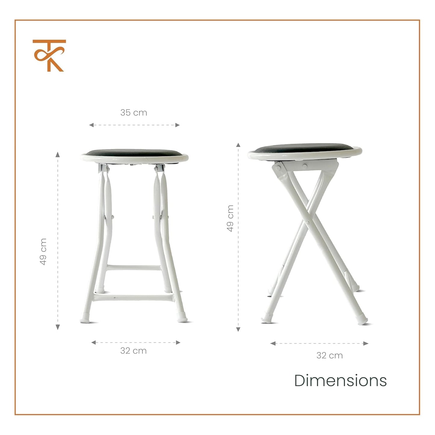 Folding Round Stool Pack 1 Black Features