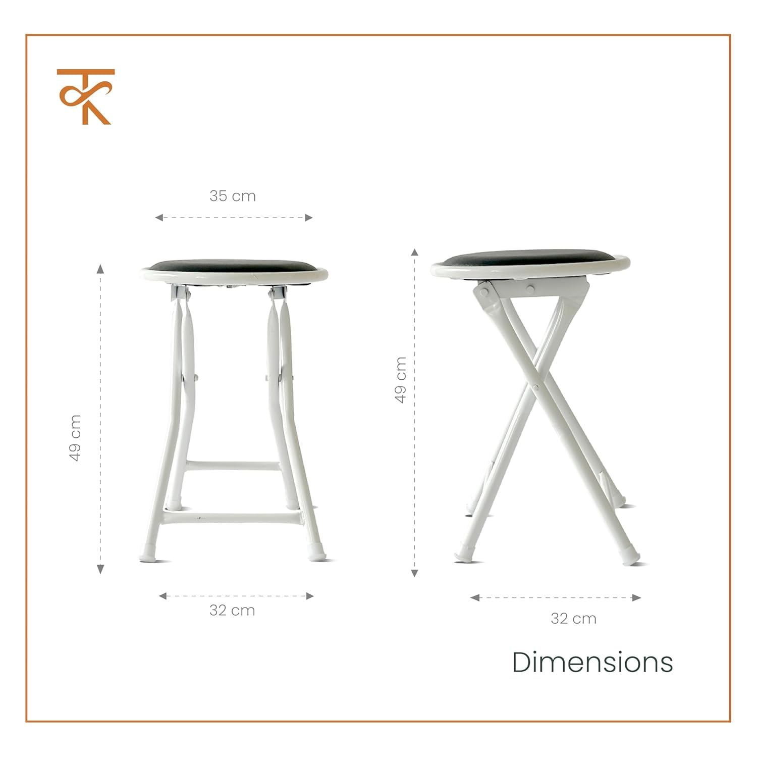 Folding Round Stool Pack 1 Black Features