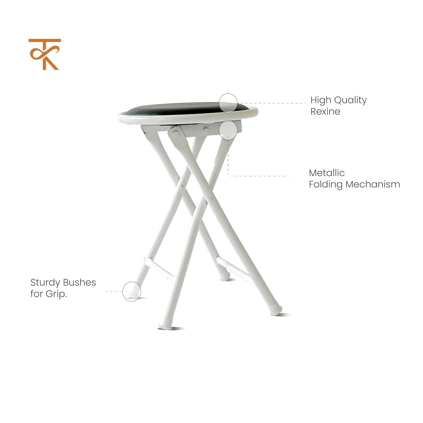 Folding Round Stool Pack 1 Black Various  features