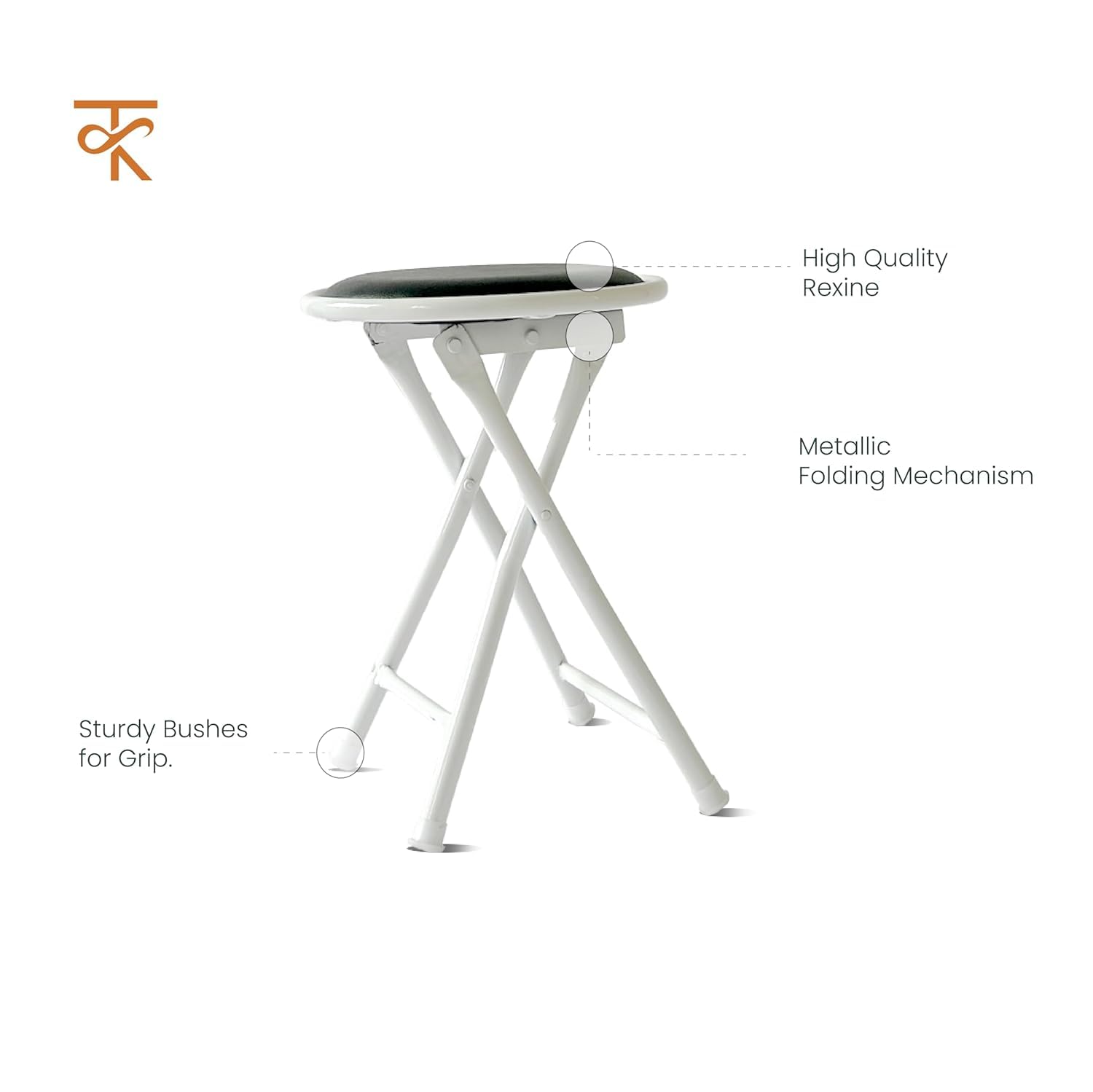 Folding Round Stool Pack 1 Black Various  features