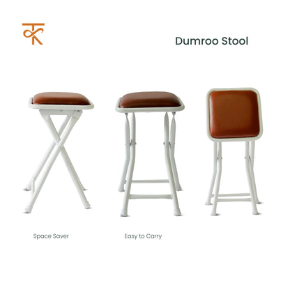 Folding Stool - White (Brown)-different angle