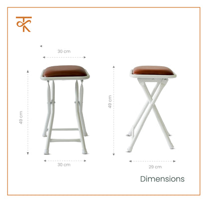 Folding Stool - White (Brown)-measurements