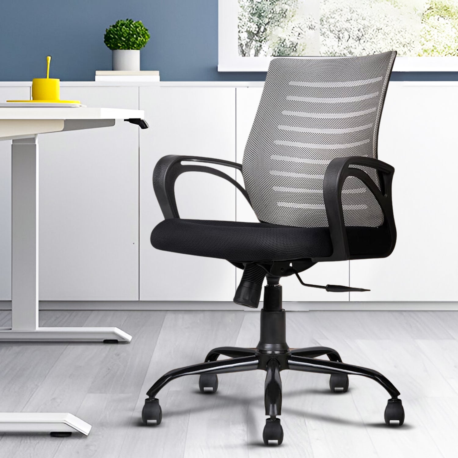 Grey Mid_Back_Mesh_Ergonomic_Office_Chair