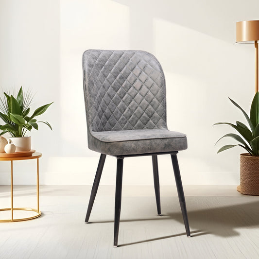 Barfi Chair - Modern Velvet Accent Chair for Living Room, Bedroom & Dining with Heavy-Duty Rose Gold Legs ,6 Months Warranty , Grey (Pack of 1)