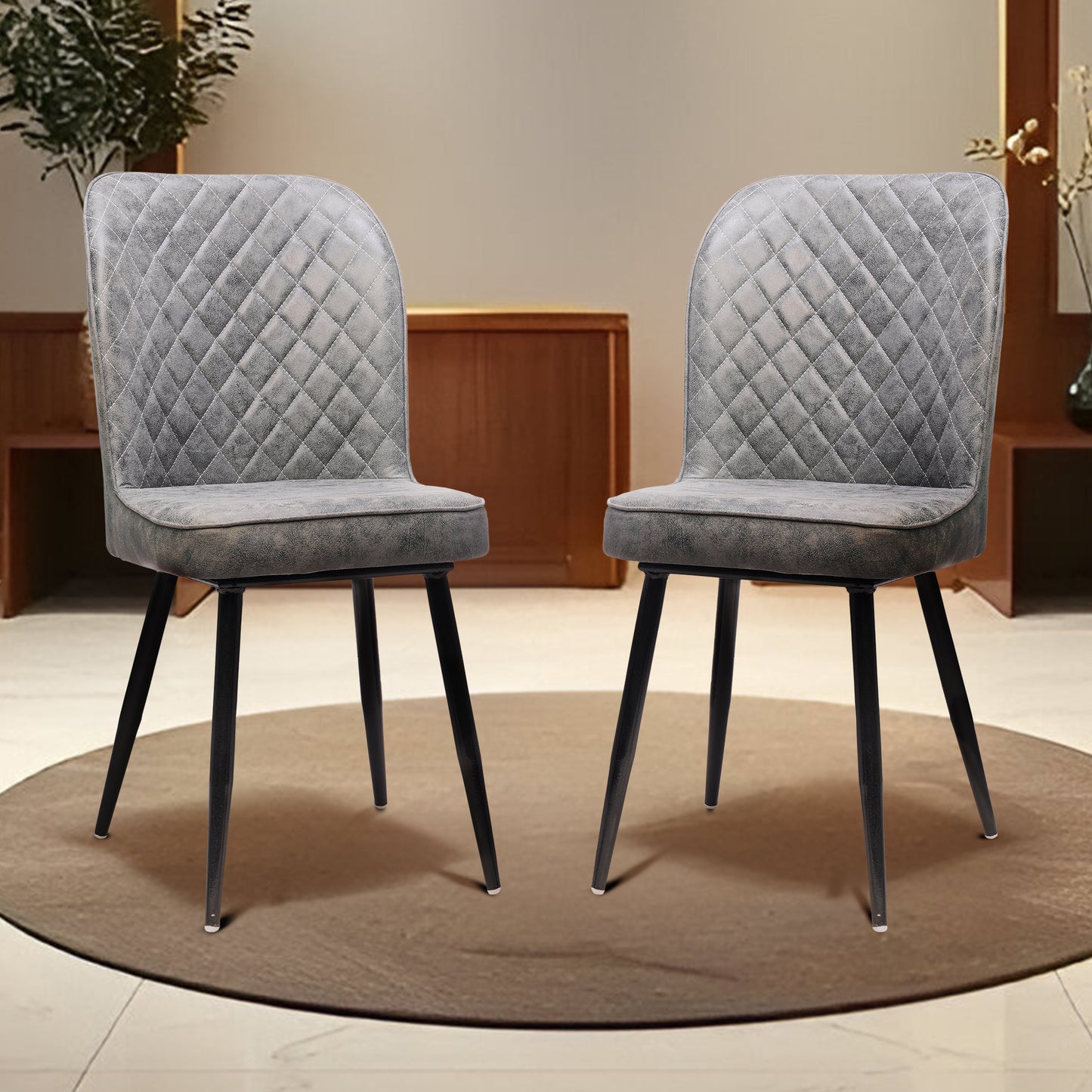 Barfi Chair - Modern Velvet Accent Chair for Living Room, Bedroom & Dining with Heavy-Duty Rose Gold Legs ,6 Months Warranty , Grey (Pack of 2)