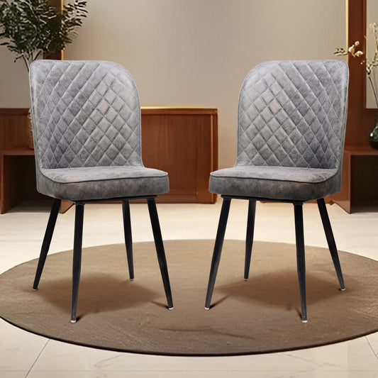 Barfi Chair - Modern Velvet Accent Chair for Living Room, Bedroom & Dining with Heavy-Duty Rose Gold Legs ,6 Months Warranty , Grey (Pack of 2)