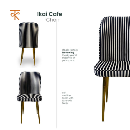 Ikai Retro Premium Dining Chair Modern Velvet Accent Chair for Living Room, Bedroom & Dining with Heavy-Duty Black coated Legs , 6 Months Warranty, Black & White   (Pack 1)