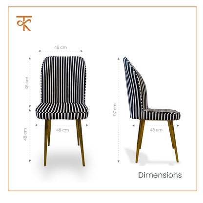 Ikai Retro Premium Dining Chair Modern Velvet Accent Chair for Living Room, Bedroom & Dining with Heavy-Duty Black coated Legs , 6 Months Warranty, Black & White   (Pack 1)