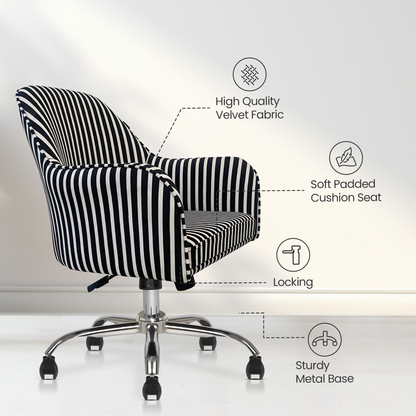 Retro Classic Office Chair  Adjustable Height, Tilt Lock, 360∞ Swivel, Heavy Duty Metal Base , 6 Months Warranty - Black & White