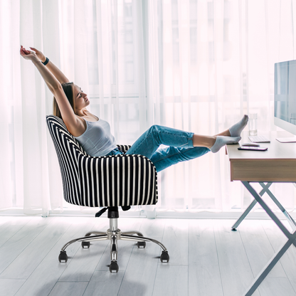 Retro Classic Office Chair  Adjustable Height, Tilt Lock, 360∞ Swivel, Heavy Duty Metal Base , 6 Months Warranty - Black & White