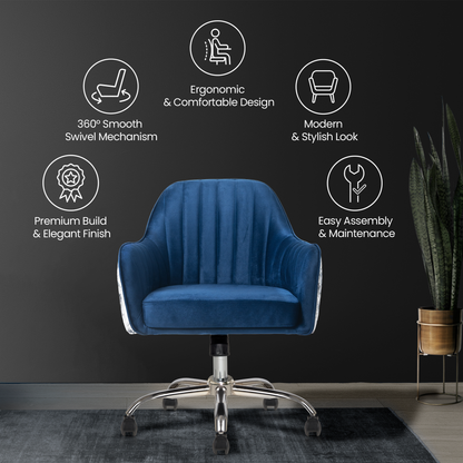 Sherni Accent Chair For Office - Adjustable Height, Tilt Lock, 360° Swivel, Heavy Duty Metal Base (Sapphire Blue)