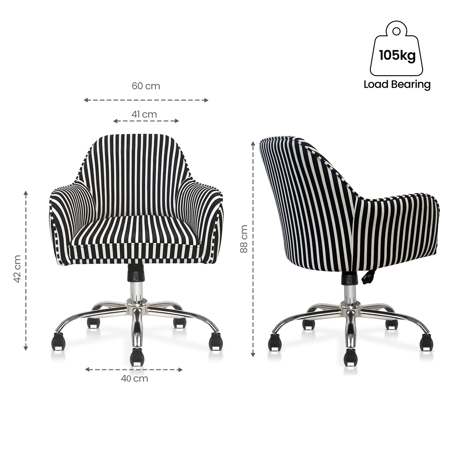 Retro Classic Office Chair  Adjustable Height, Tilt Lock, 360∞ Swivel, Heavy Duty Metal Base , 6 Months Warranty - Black & White