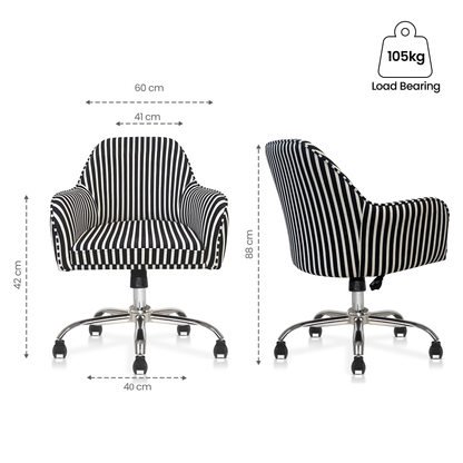 Retro Classic Office Chair  Adjustable Height, Tilt Lock, 360∞ Swivel, Heavy Duty Metal Base , 6 Months Warranty - Black & White