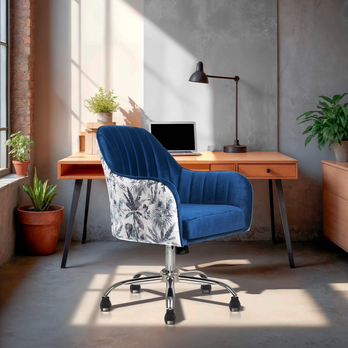 Sherni Accent Chair For Office - Adjustable Height, Tilt Lock, 360° Swivel, Heavy Duty Metal Base (Sapphire Blue)