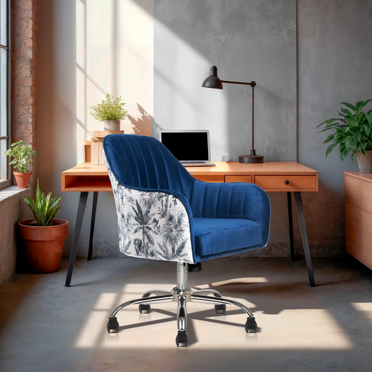 Sherni Accent Chair For Office - Adjustable Height, Tilt Lock, 360° Swivel, Heavy Duty Metal Base (Sapphire Blue)