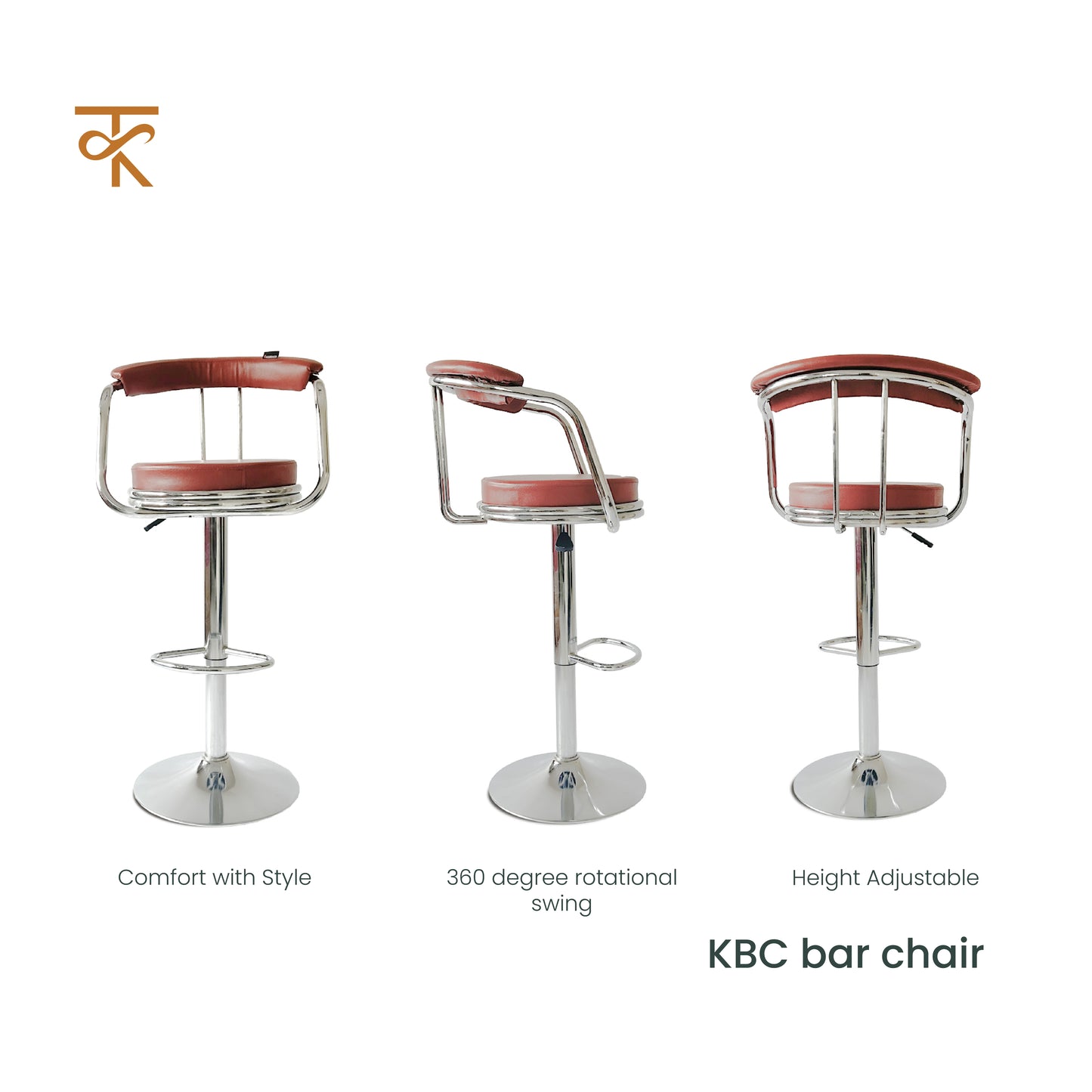 KBC Bar Chair - Brown different angles