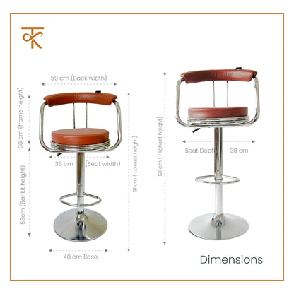 KBC Bar Chair - Brown product measurements 