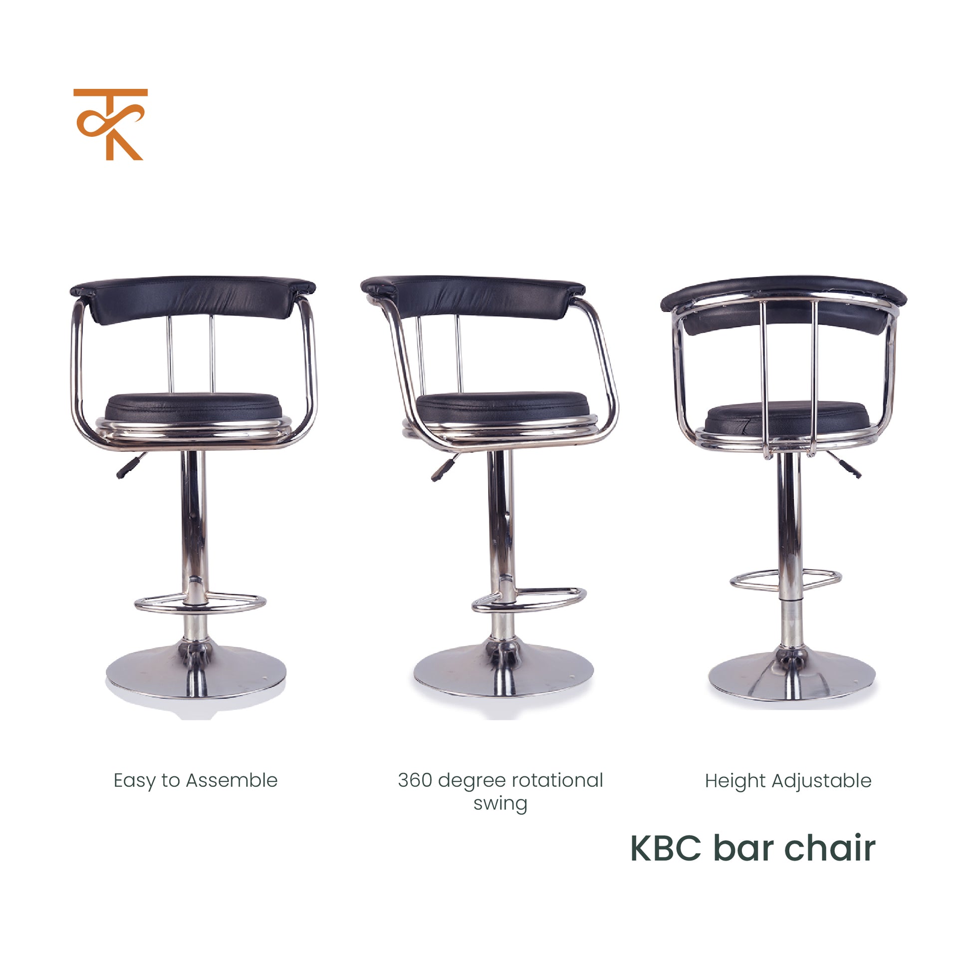 KBC Bar Chair Black product different angles 