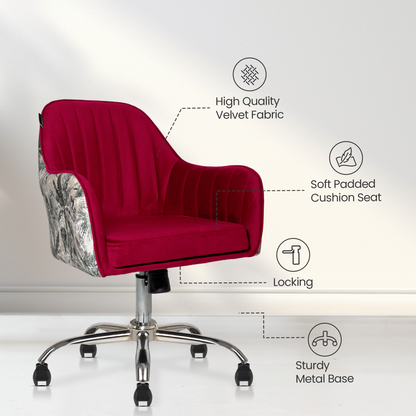 Sherni Accent Chair For Office - Adjustable Height, Tilt Lock, 360° Swivel, Heavy Duty Metal Base (Laila Pink)