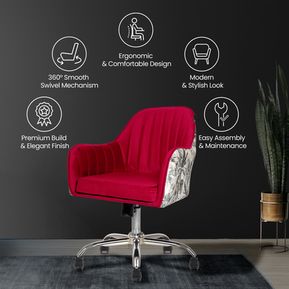 Sherni Accent Chair For Office - Adjustable Height, Tilt Lock, 360° Swivel, Heavy Duty Metal Base (Laila Pink)