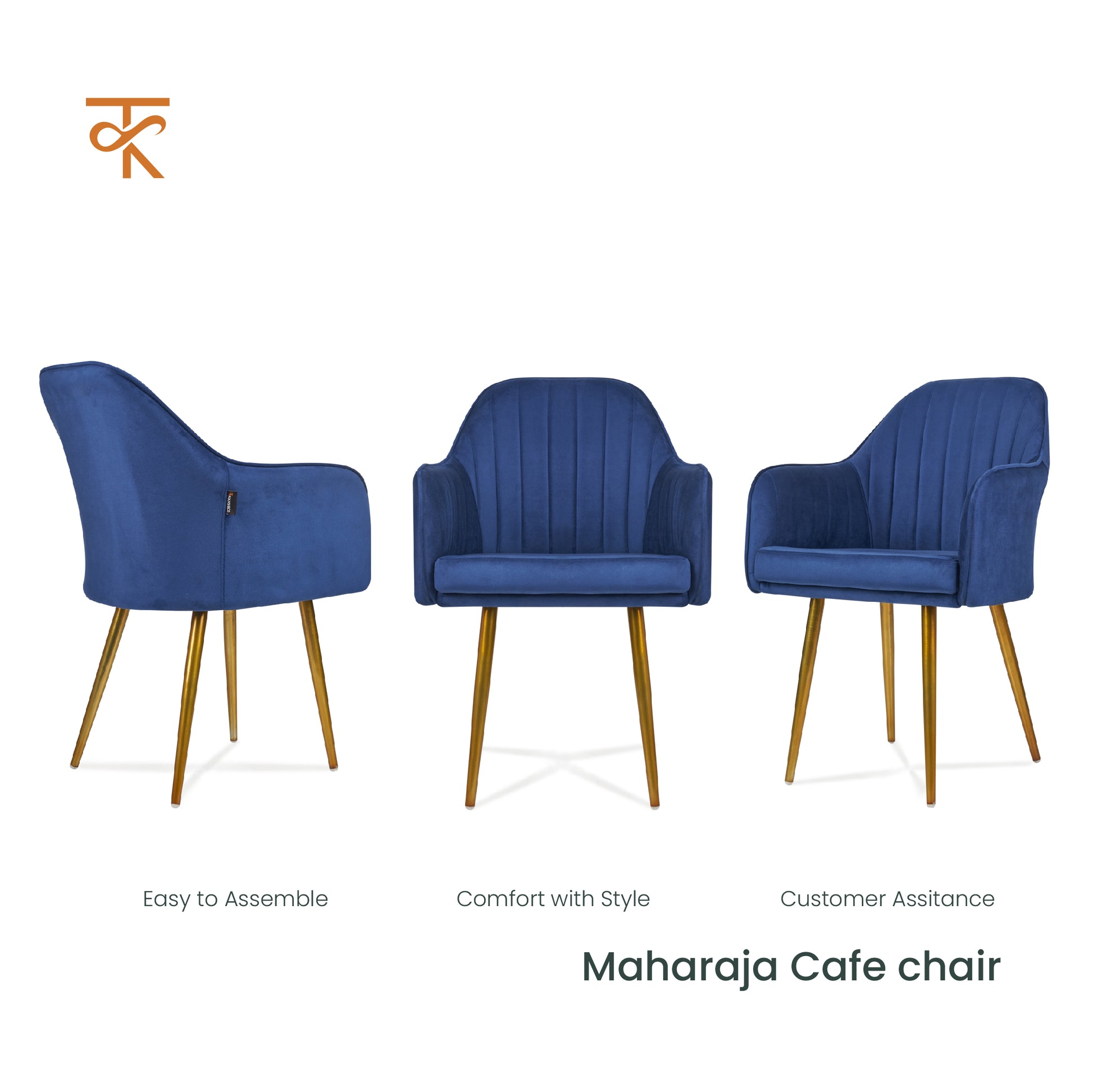 Maharaj Chair - Royal Blue different angle